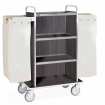 STAINLESS CARRIAGE WITH LINEN , 4 LEVELS, 2 BAGS - DARK OAK    C2SL/2-NC 