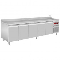 VENTILATED COOLING TABLE, 5 DOORS GN 1/1, WITH SINK  DT274/P9A_EV 