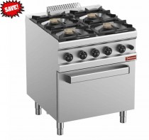 GAS RANGE 4 BURNERS, WITH OVEN GN 2/1   C4GF7-BF 